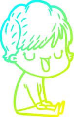 Obraz premium cold gradient line drawing cartoon woman talking