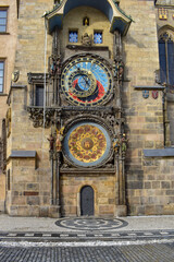 The Old Town Hall Tower with the Horologe, the medieval astronomic clock, Prague, Czech Republic