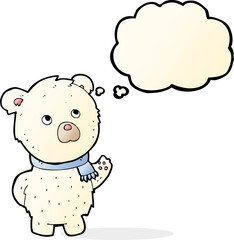 cartoon cute polar bear with thought bubble