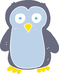 flat color illustration of a cartoon penguin