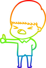 rainbow gradient line drawing cartoon stressed man