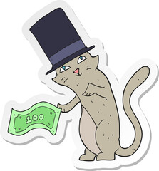 sticker of a cartoon rich cat