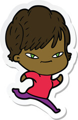 sticker of a cartoon happy woman