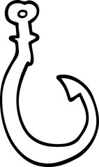 line drawing cartoon big fish hook