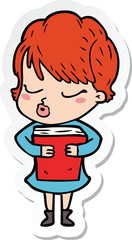 Obraz premium sticker of a cartoon woman with eyes shut