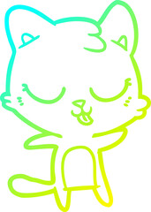 cold gradient line drawing cute cartoon cat