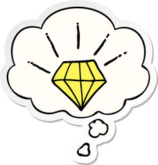 cartoon tattoo diamond and thought bubble as a printed sticker