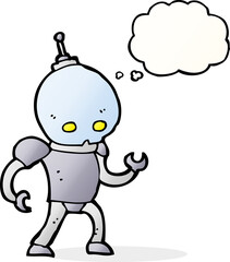 cartoon alien robot with thought bubble