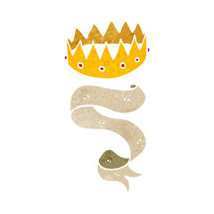 retro cartoon crown and scroll