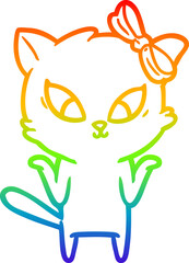 rainbow gradient line drawing cartoon cat