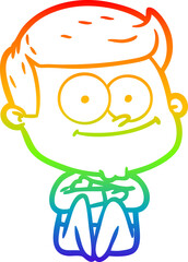 rainbow gradient line drawing cartoon happy man