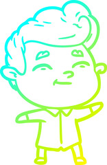 cold gradient line drawing happy cartoon man