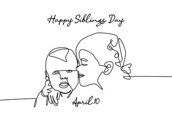 single line art of happy siblings day good for siblings day celebrate. line art. illustration.