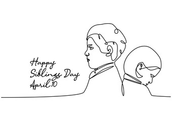 single line art of happy siblings day good for siblings day celebrate. line art. illustration.