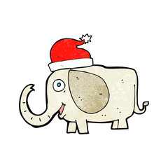 cartoon elephant in christmas hat
