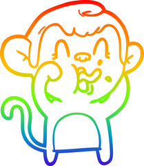 rainbow gradient line drawing crazy cartoon monkey