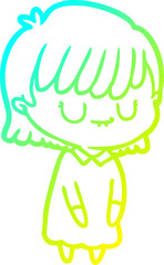 Fototapeta premium cold gradient line drawing cartoon woman