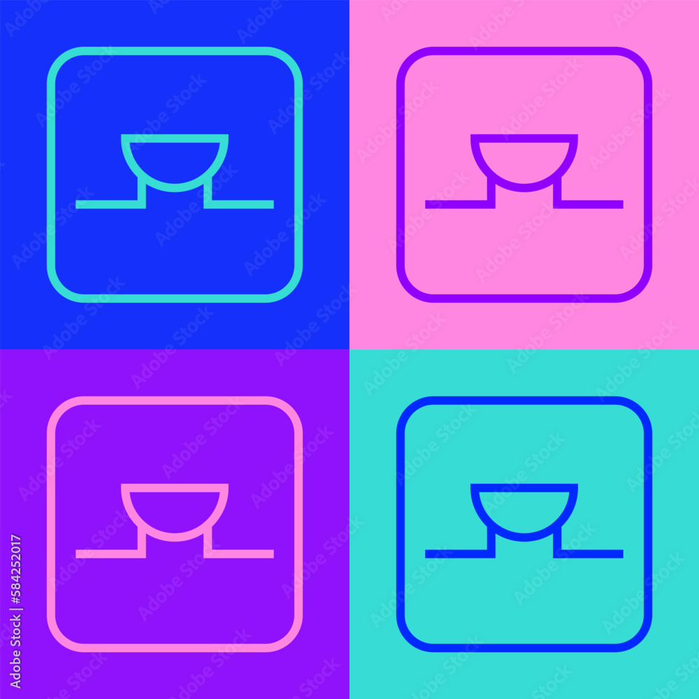 Poster pop art line buzzer in electronic circuit icon isolated on color background. vector