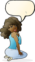 cartoon woman posing with speech bubble