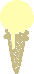 flat color illustration cartoon ice cream cone