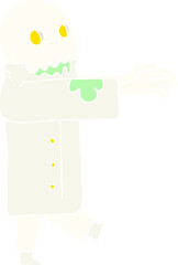 flat color illustration of a cartoon zombie