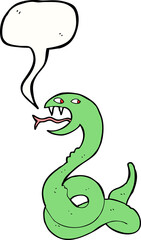 cartoon hissing snake with speech bubble