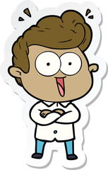 Obraz premium sticker of a cartoon excited man