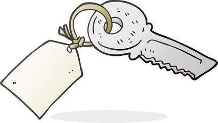 cartoon key with tag