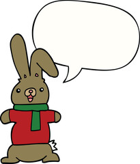 cartoon rabbit and speech bubble