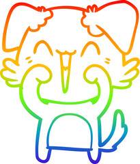 rainbow gradient line drawing happy little dog cartoon