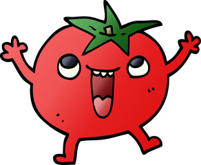 cartoon doodle happy tomato