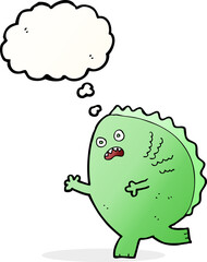 cartoon monster with thought bubble