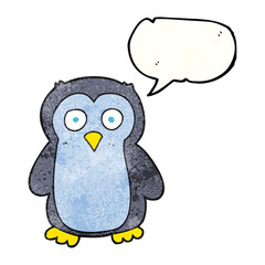 speech bubble textured cartoon penguin
