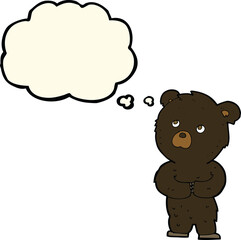 cartoon black bear cub with thought bubble