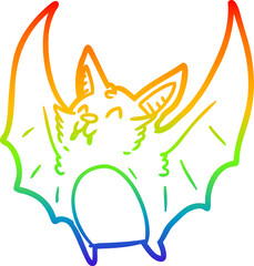 rainbow gradient line drawing vampire halloween bat