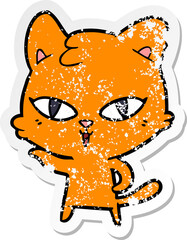 distressed sticker of a cartoon cat