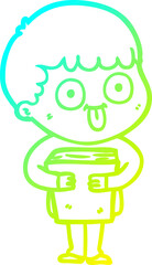 cold gradient line drawing cartoon man staring