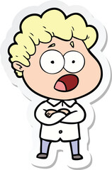 sticker of a cartoon man gasping in surprise
