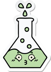 sticker of a cute cartoon science beaker
