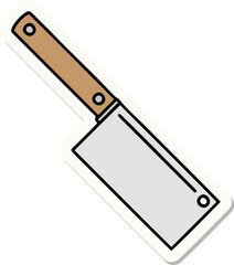 tattoo style sticker of a meat cleaver