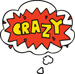 cartoon word crazy and thought bubble