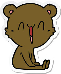 sticker of a happy bear cartoon