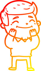 warm gradient line drawing happy cartoon man