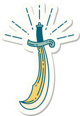 sticker of tattoo style scimitar sword