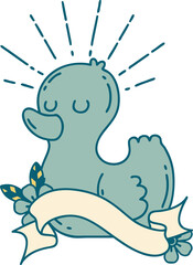 banner with tattoo style rubber duck