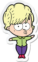 sticker of a cartoon woman