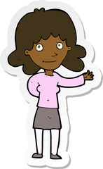 sticker of a cartoon friendly woman