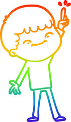 rainbow gradient line drawing cartoon happy boy