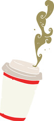 flat color illustration of a cartoon take out coffee