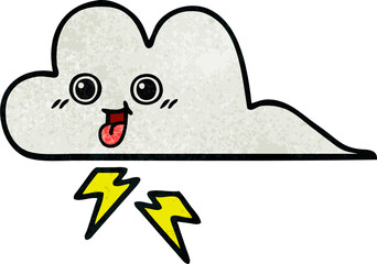 retro grunge texture cartoon storm cloud
